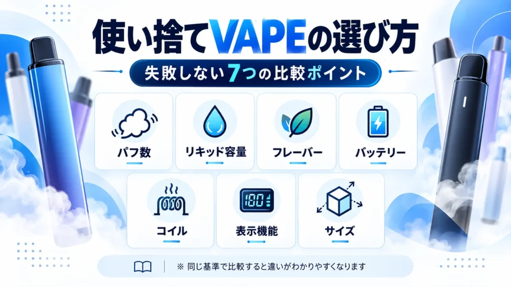 使い捨てVAPEを選ぶ7つの比較ポイント