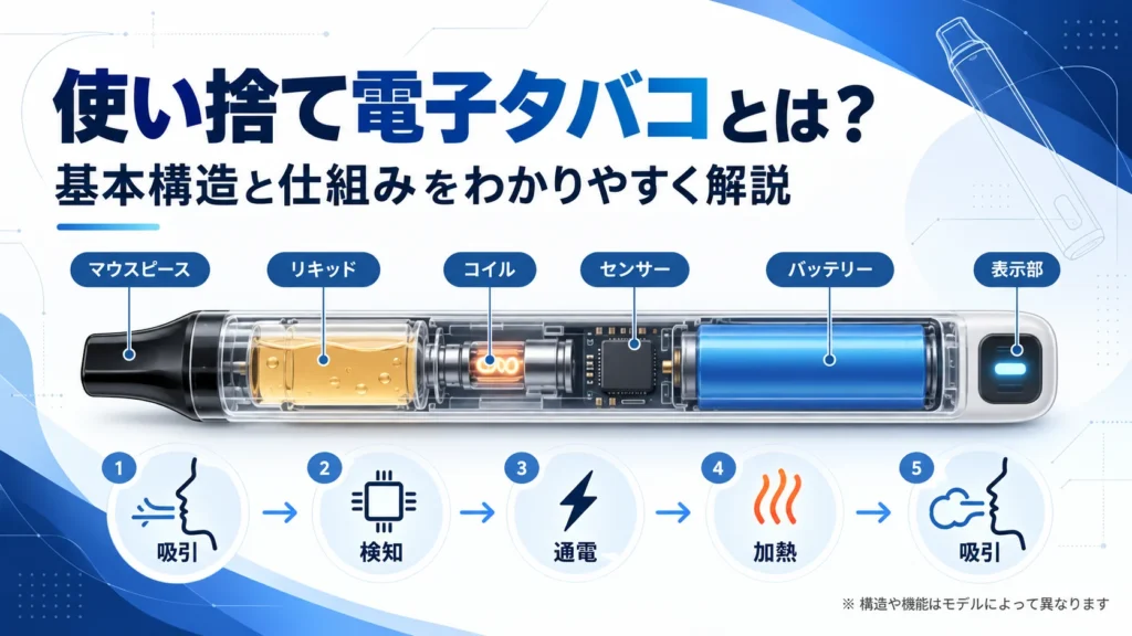 使い捨て電子タバコの基本構造と仕組み